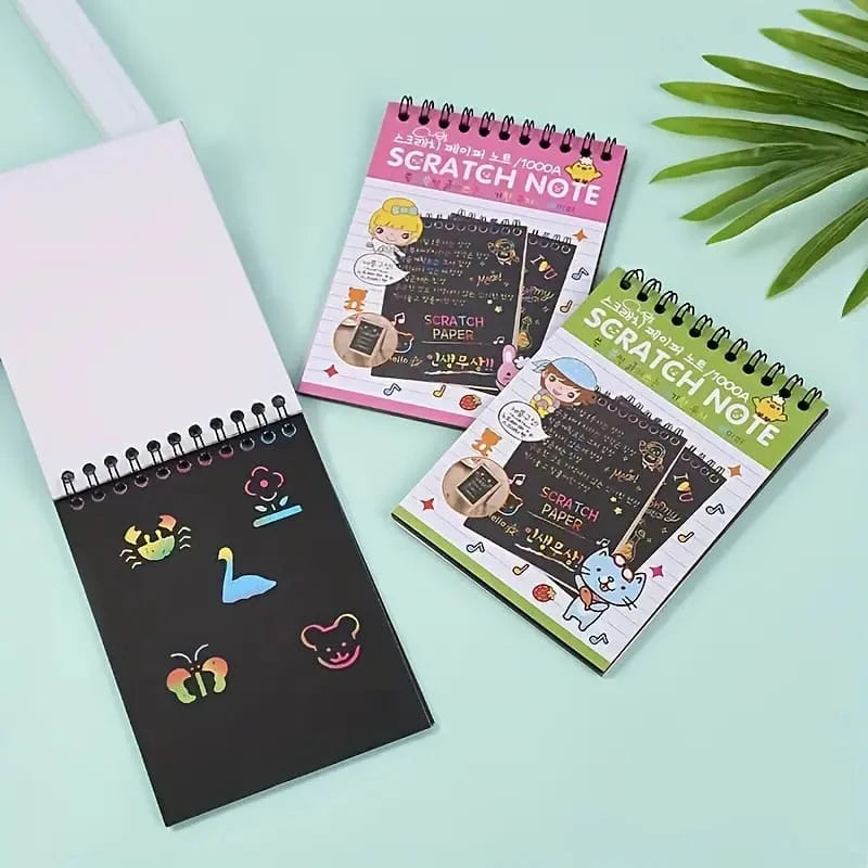 Rainbow Scratch Art Notebook & Pen Set: Perfect for DIY Art, Party Games