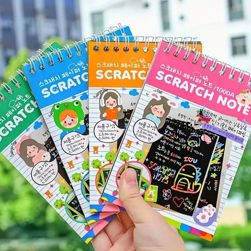 Rainbow Scratch Art Notebook & Pen Set: Perfect for DIY Art, Party Games