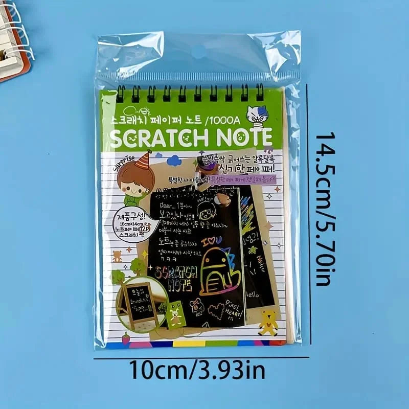 Rainbow Scratch Art Notebook & Pen Set: Perfect for DIY Art, Party Games