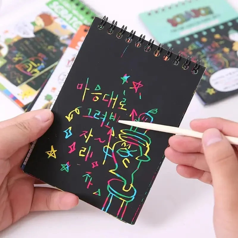 Rainbow Scratch Art Notebook & Pen Set: Perfect for DIY Art, Party Games