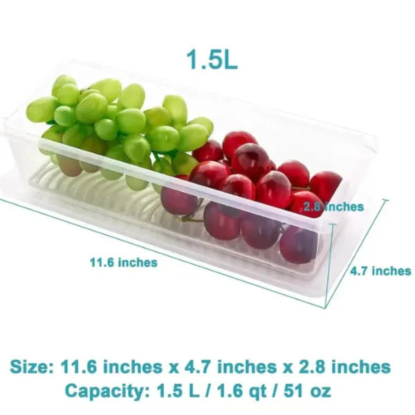 Fridge Organizer Storage Box with Drain Tray