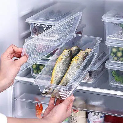 Fridge Organizer Storage Box with Drain Tray