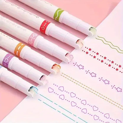 6 Pcs Lacer Colorful Curve Highlighter/Pens