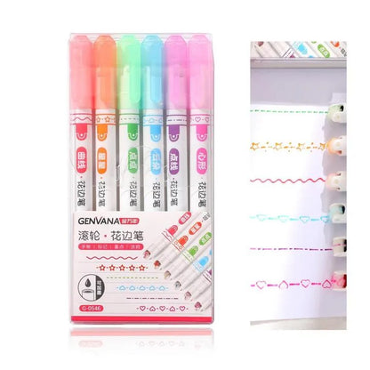 6 Pcs Lacer Colorful Curve Highlighter/Pens