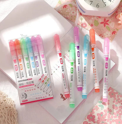 6 Pcs Lacer Colorful Curve Highlighter/Pens