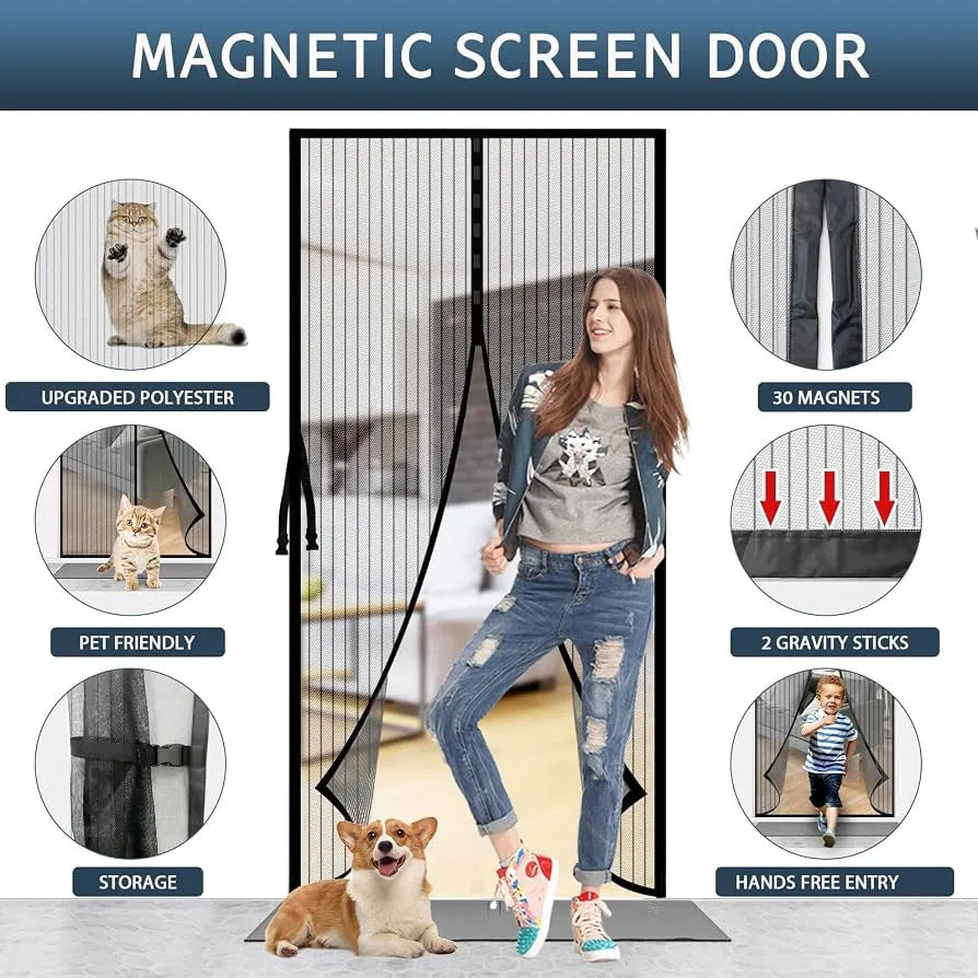 Curtain Type Mesh Screen Door for Rooms & Kitchen