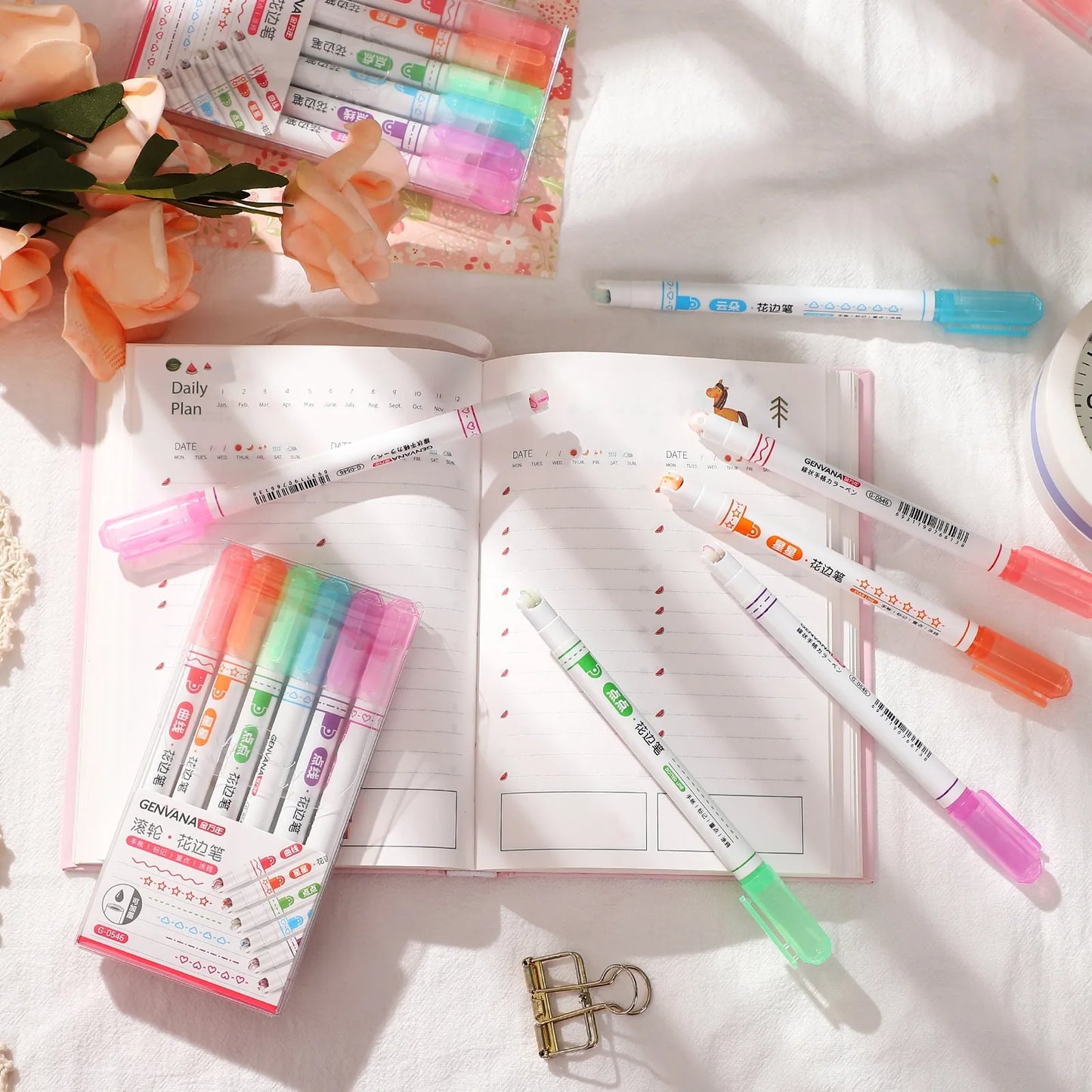 6 Pcs Lacer Colorful Curve Highlighter/Pens