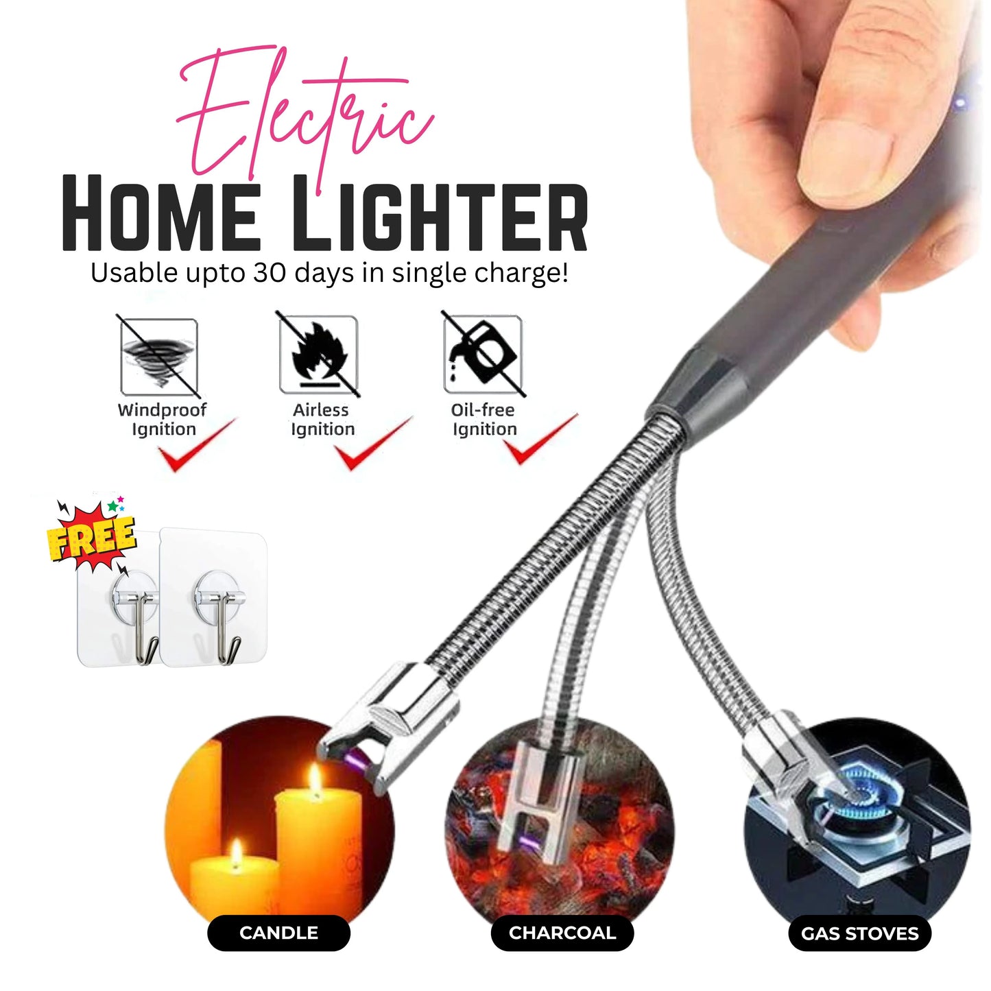 Electric Rechargeable Home Lighter with C-Type Cable