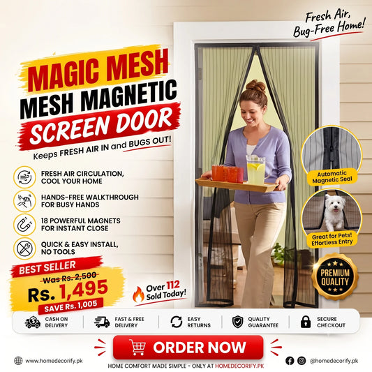 Curtain Type Mesh Screen Door for Rooms & Kitchen
