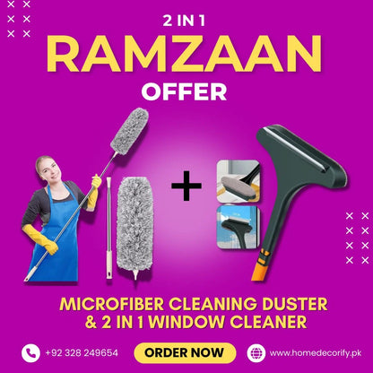 8 Feet Expandable Duster & 2 in 1 Window Mesh Cleaner