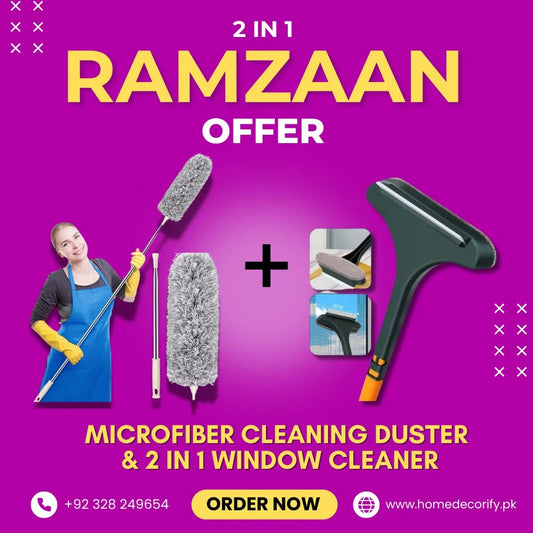 8 Feet Expandable Duster & 2 in 1 Window Mesh Cleaner