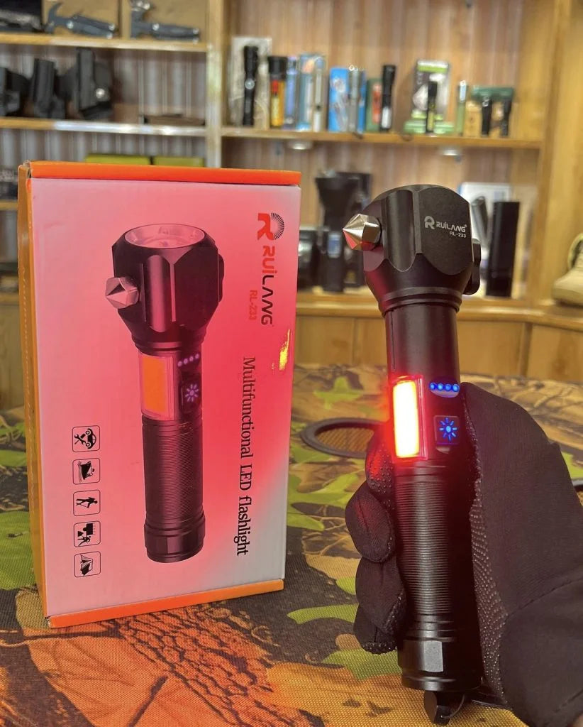 Multifunctional High Power  Telescopic Rechargeable Emergency Torch With RGB LED Flashlight (RL 233 MODEL)