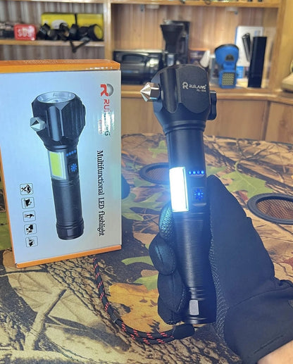 Multifunctional High Power  Telescopic Rechargeable Emergency Torch With RGB LED Flashlight (RL 233 MODEL)