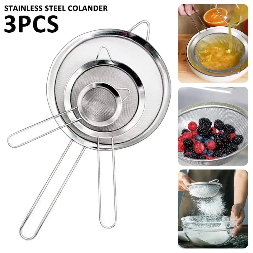 3pcs/set Stainless steel  Wire Fine & Mesh Oil Strainer