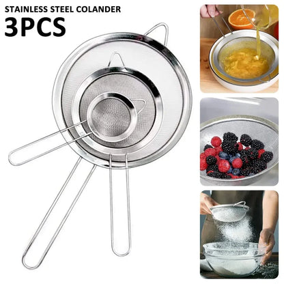 3pcs/set Stainless steel  Wire Fine & Mesh Oil Strainer
