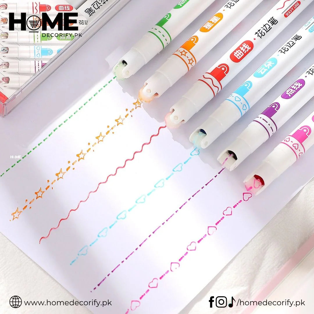 6 Pcs Lacer Colorful Curve Highlighter/Pens