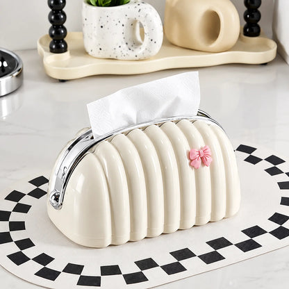 Stylish Tissue Box Holder with Pink Ribbon