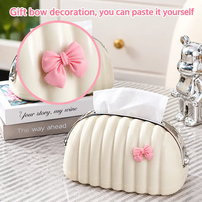 Stylish Tissue Box Holder with Pink Ribbon